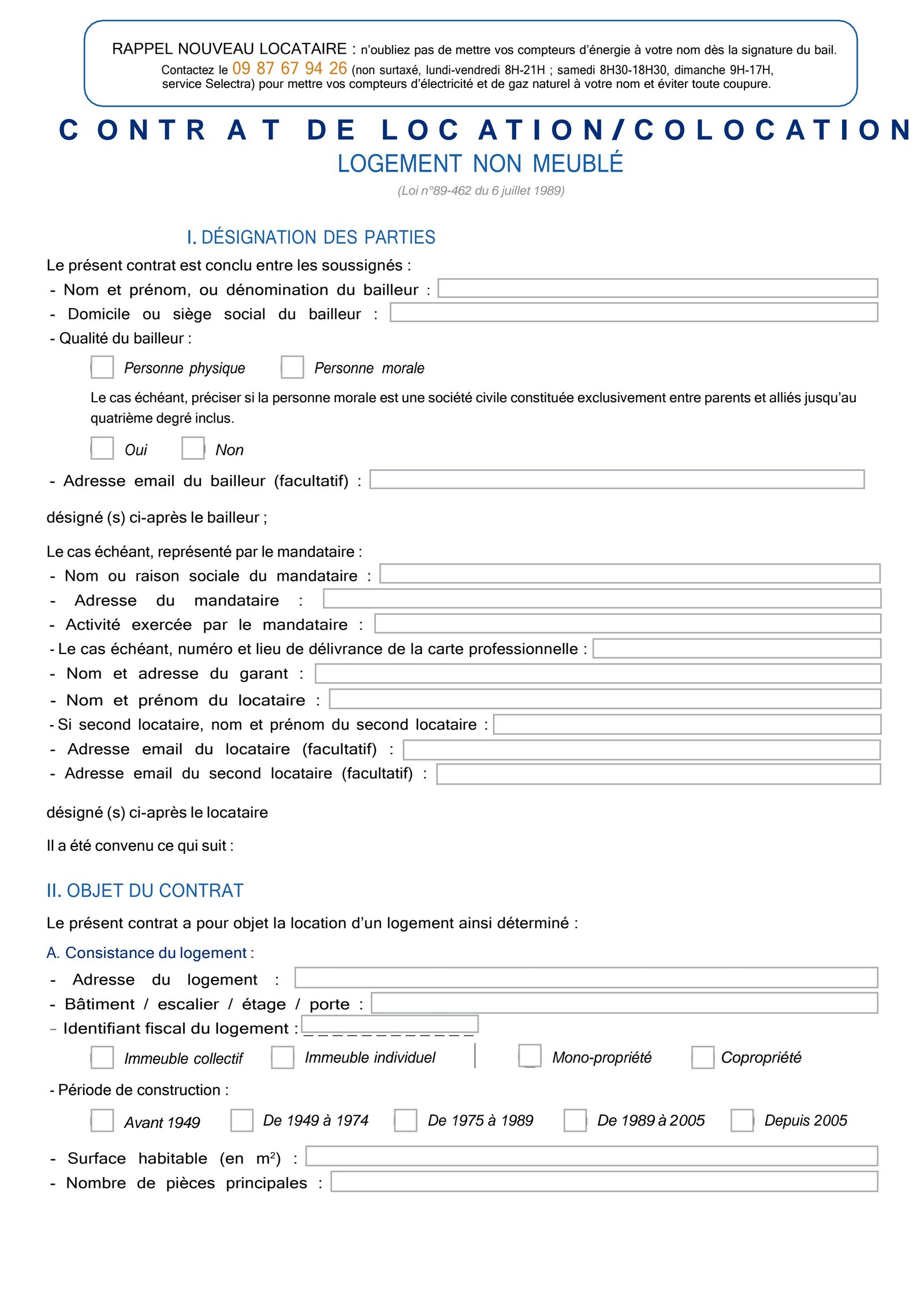 Illustration Contrat de bail non meublé